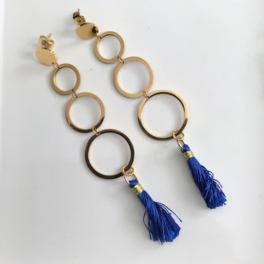 Blue Tassel Earrings